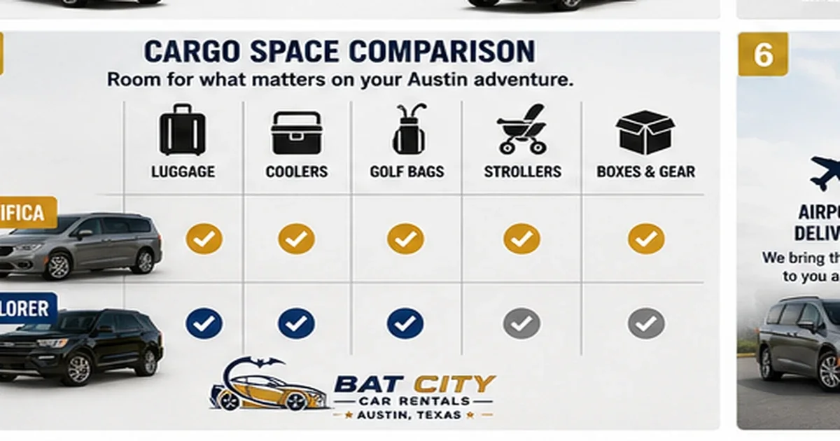 Choosing between an SUV rental and a minivan rental in Austin.