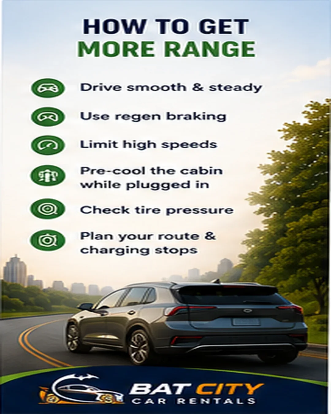 EV range tips for Austin airport arrivals and Central Texas drives.