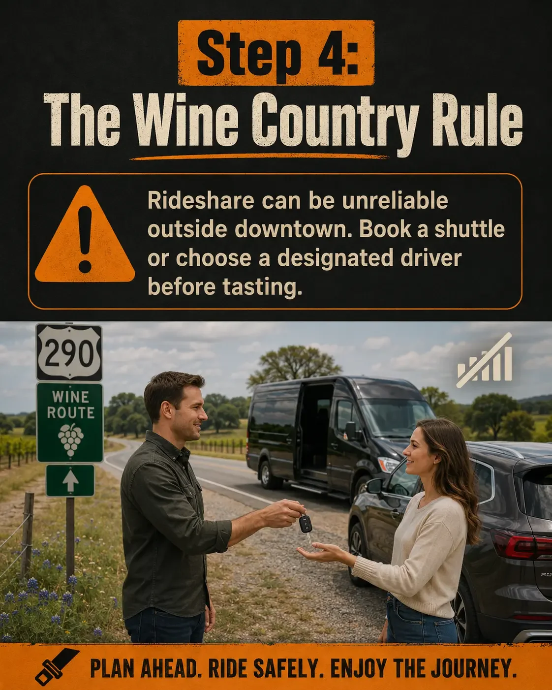 Fredericksburg winery safety planning for Austin rental car visitors.