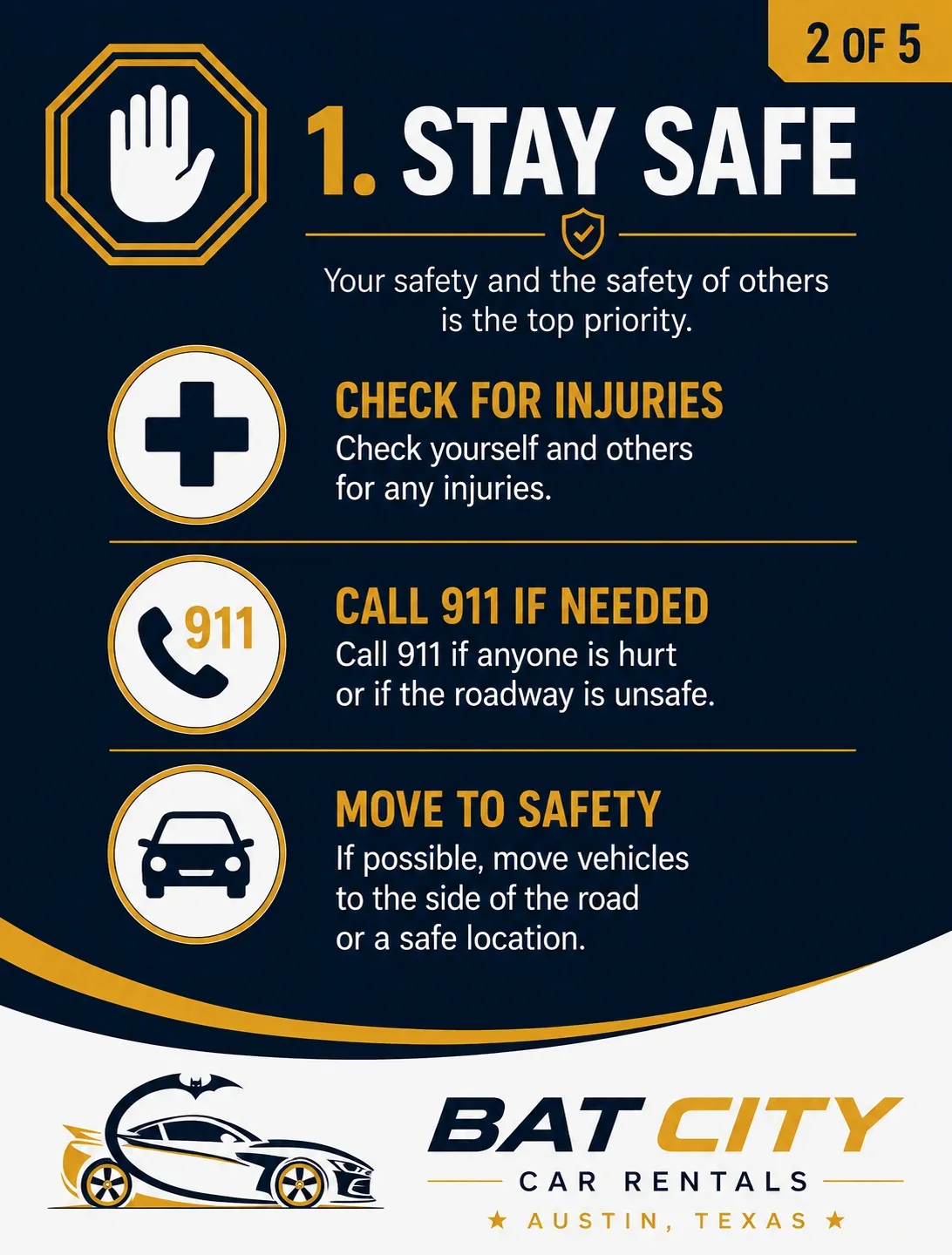 Stay safe after a minor car accident in Austin, Texas.